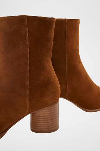 Kalfsnubuck Enkellaarzen Keliana - Bruin