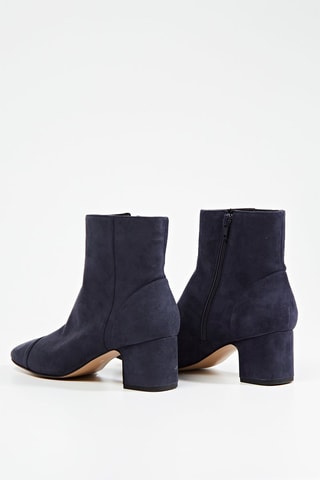 Nubuck Enkellaarzen met Hak Kery - Marineblauw