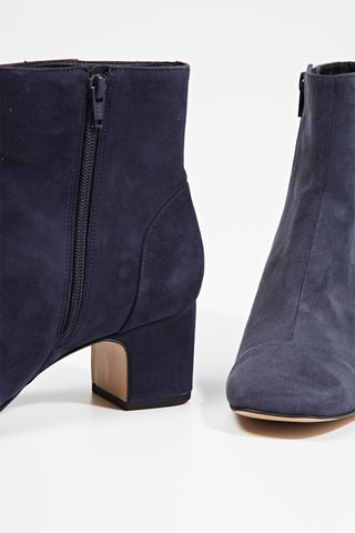 Nubuck Enkellaarzen met Hak Kery - Marineblauw