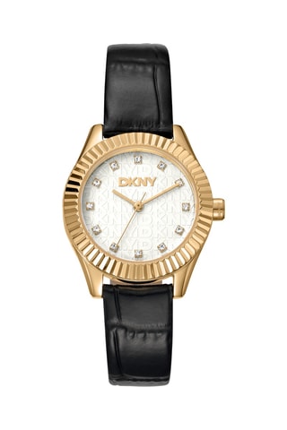 Montre à quartz en cuir - Noir et doré rose