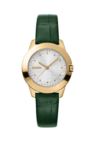 Montre à quartz en cuir - Vert et doré