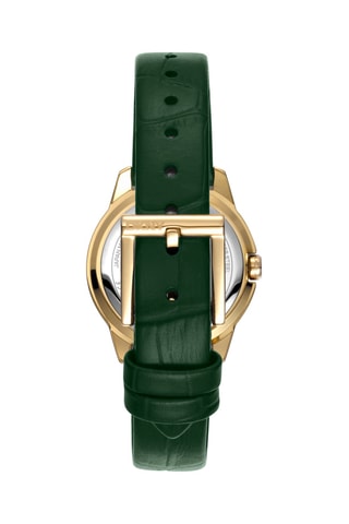 Montre à quartz en cuir - Vert et doré