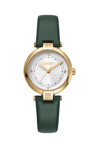 Montre à quartz en cuir - Vert et doré