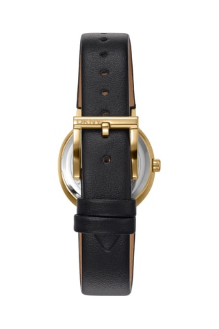 Montre à quartz en cuir - Noir et doré