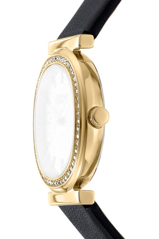 Montre à quartz en cuir - Noir et doré