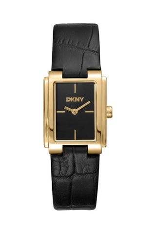 Montre à quartz en cuir - Noir et doré