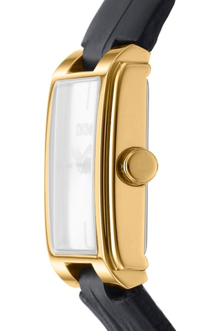 Montre à quartz en cuir - Noir et doré