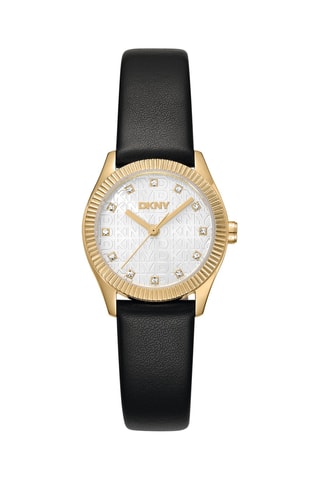 Montre à quartz en cuir - Noir et doré