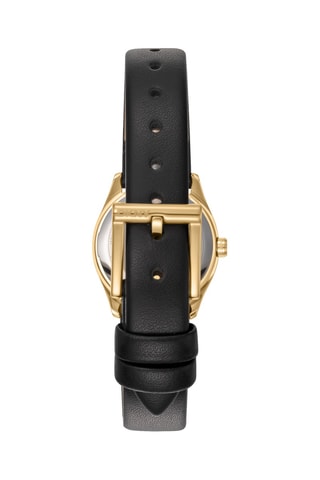 Montre à quartz en cuir - Noir et doré