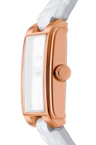 Montre à quartz en cuir - Blanc et doré rose