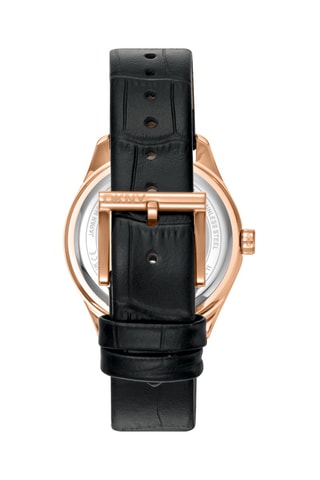 Montre à quartz en cuir - Noir et doré rose