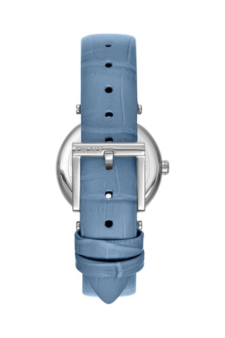 Montre à quartz en cuir - Bleu  et argenté