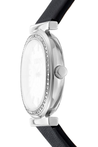 Montre à quartz en cuir - Noir et argenté