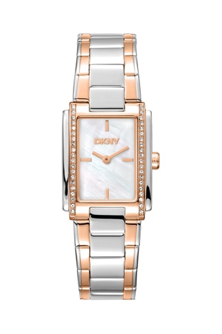 Montre à quartz en acier - Argenté et doré rose