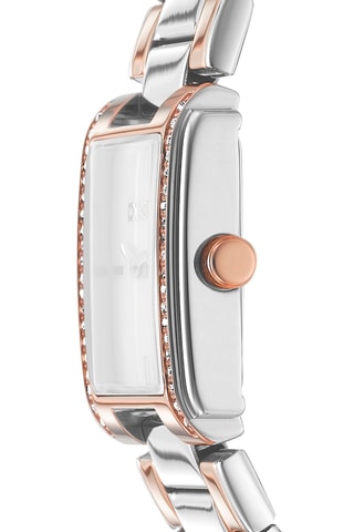 Montre à quartz en acier - Argenté et doré rose