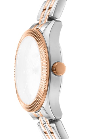 Montre à quartz en acier - Argenté et doré rose