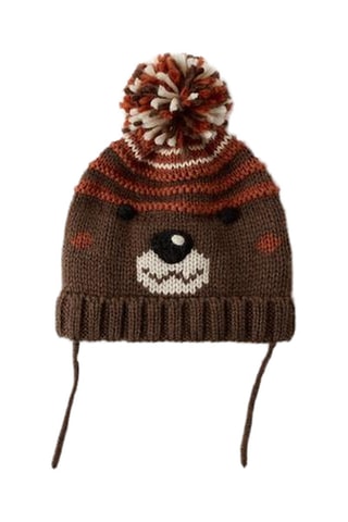 Bonnet à pompon - Marron
