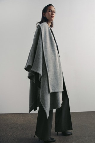 Cape en alpaga et laine - Gris clair