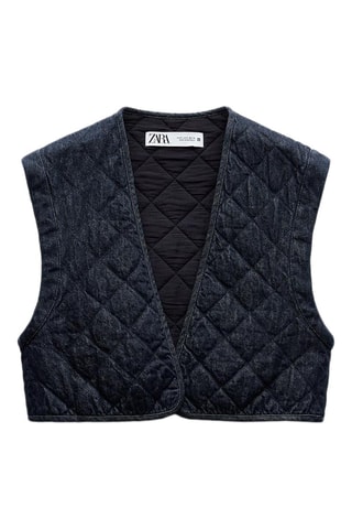 Gilet court sans manches en jean - Bleu marine