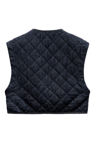 Gilet court sans manches en jean - Bleu marine
