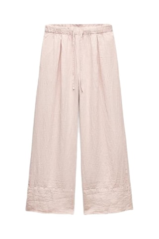 Pantalon palazzo en lin - Rose clair