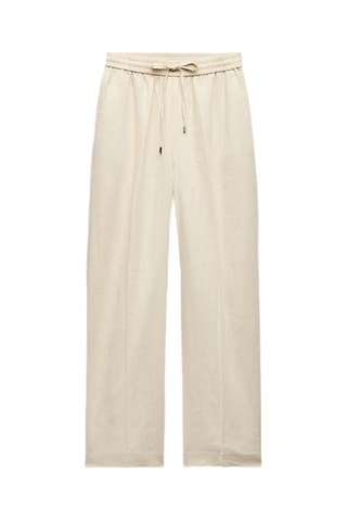 Pantalon droit en lin - Beige