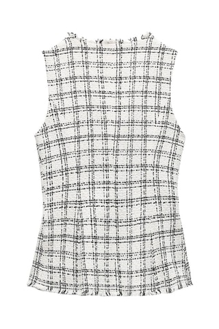 Veste sans manches en tweed - Blanc et noir