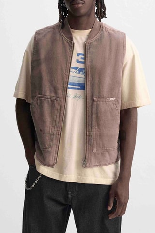 Veste en jean sans manches - Marron