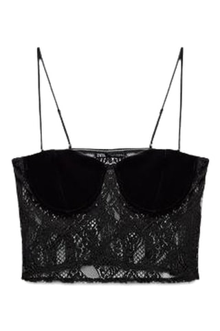 Crop top en dentelle - Noir