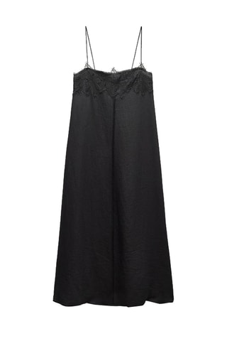 Robe midi en lin - Noir