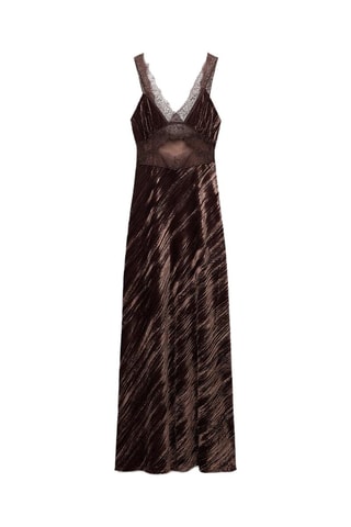 Robe midi en velours - Marron