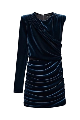Robe droite en velours - Bleu nuit