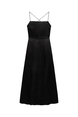 Robe midi en lin - Noir