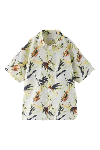 Chemise en lin - Blanc et jaune
