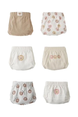 6 culottes - Blanc, marron et écru