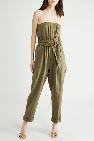 Combinaison bustier en lin - Kaki
