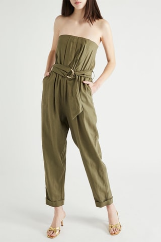 Combinaison bustier en lin - Kaki