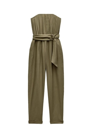 Combinaison bustier en lin - Kaki