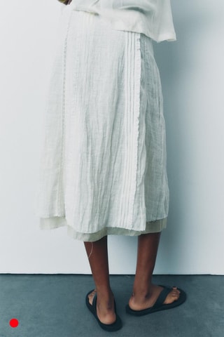 Jupe midi en lin - Ecru