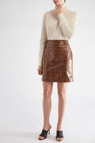 Jupe droite taille haute - Marron