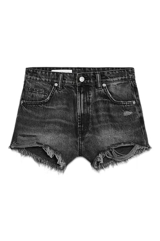Short en jean taille haute - Noir