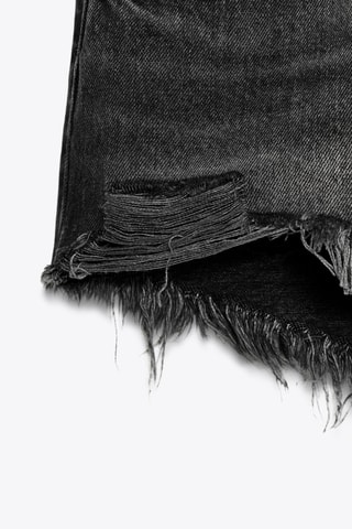 Short en jean taille haute - Noir