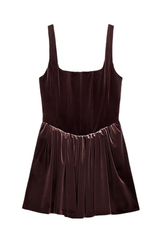 Robe patineuse en velours - Marron foncé