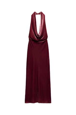Robe midi en velours - Rouge