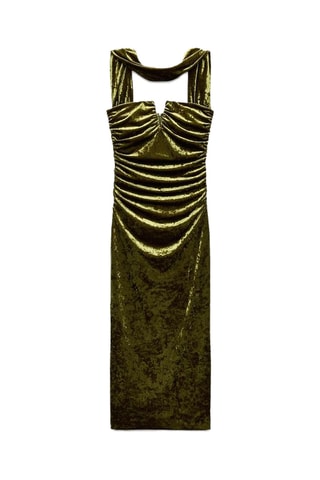 Robe drapée en velours - Kaki