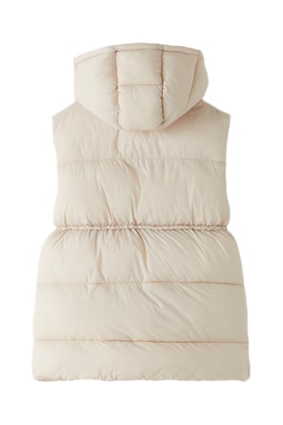 Doudoune à capuche sans manches - Beige