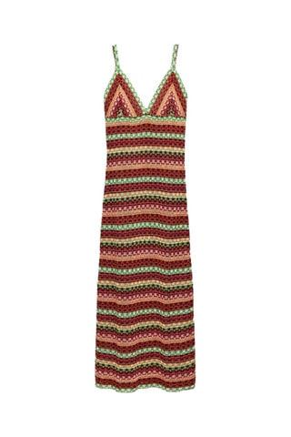 Robe droite - Vert clair et rouge