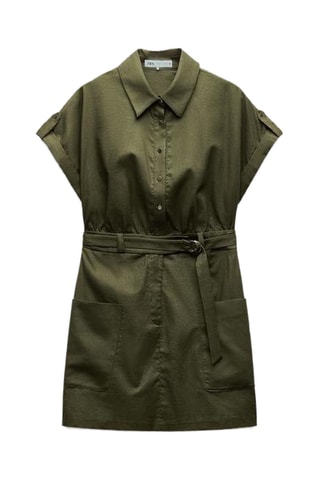 Robe chemise en lin - Kaki