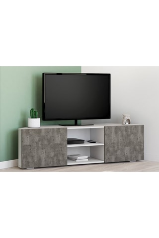 Meuble TV avec LED 2 portes Kléa - 110 x 32 x 31 cm