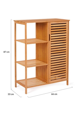 Meuble salle de bain 1 porte en bambou Maya - 66 x 33 x 87 cm